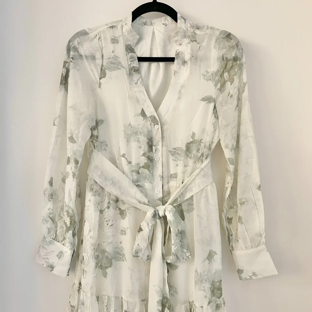 Baltic Born Lizette Maxi Dress in White Green Sage Floral Size S NWOT - Picture 5 of 10